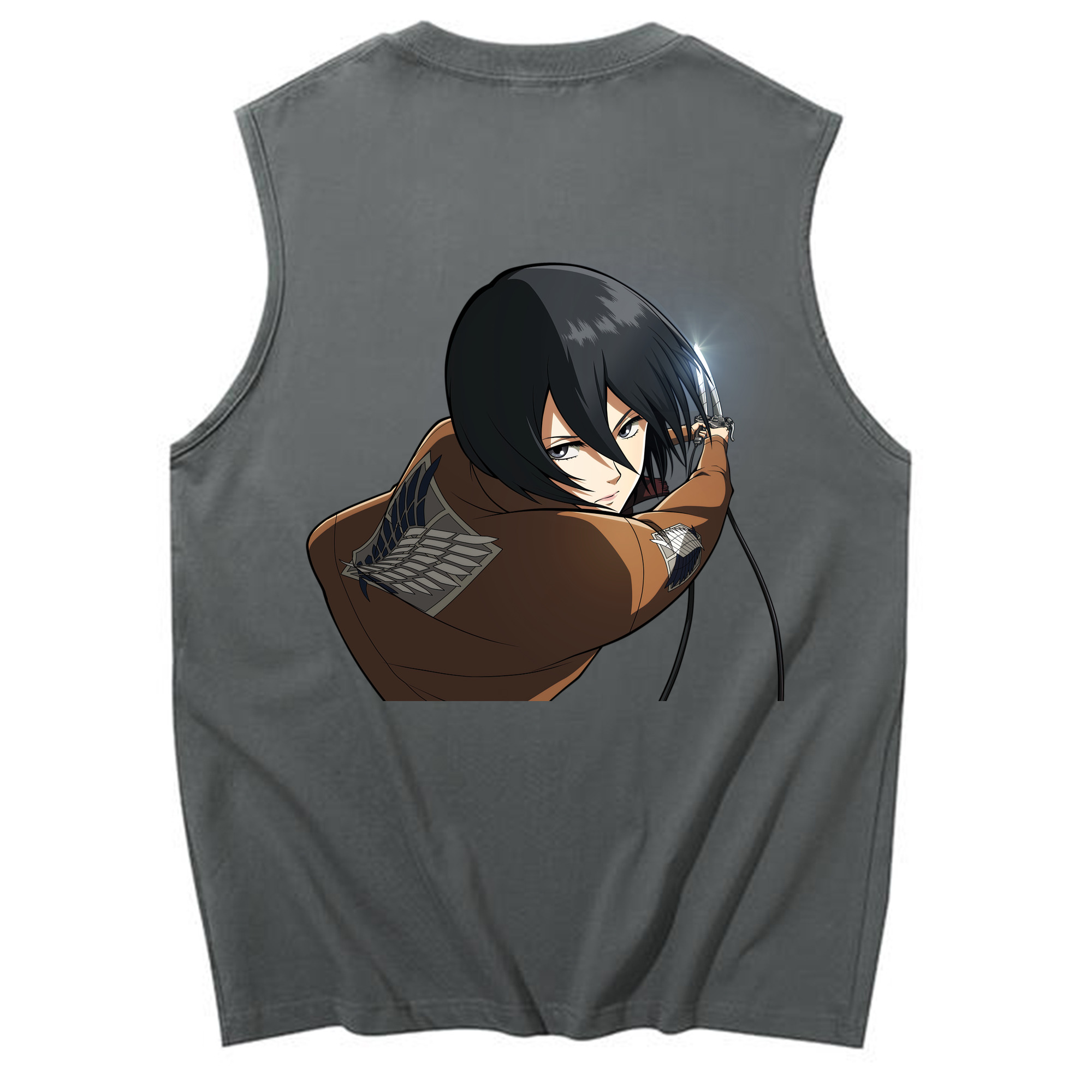 （画像用） 進撃の巨人 ミカサ·アッカーマン Attack on Titan Mikasa Ackerman コットン100％タンクトップ（背面プリント）